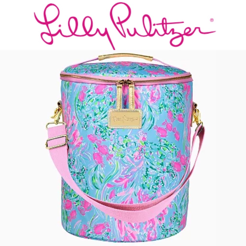 Lilly Pulitzer Soft Beach Cooler Adjustable Removable Strap Double Zipper Close